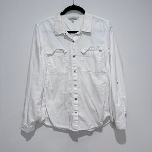 CALVIN KLEIN Jeans White Long Sleeve Button Front Utility Shirt Womens XL